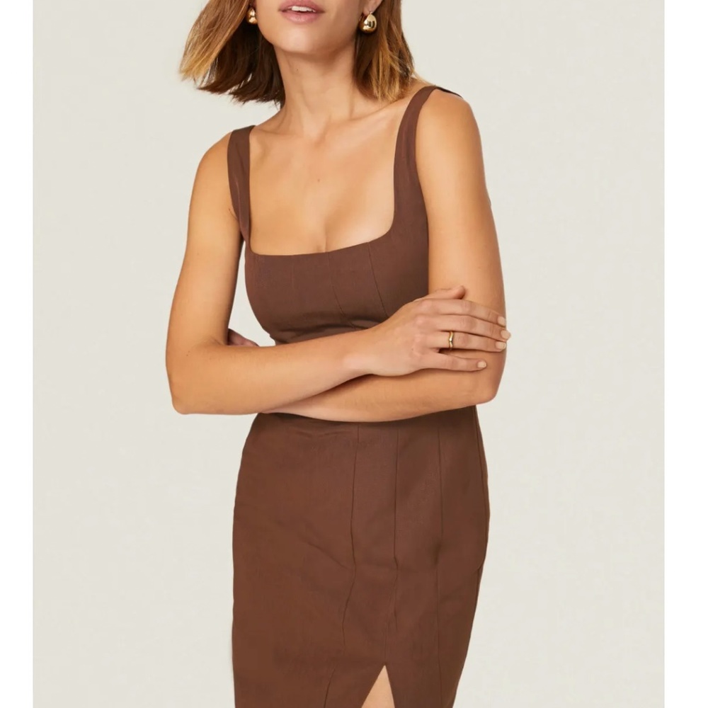 Staud Portrait Gown Sz0 Brown - Picture 2 of 5